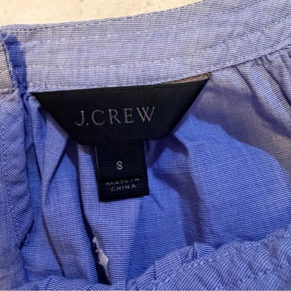 J. Crew Perfect Top With Embroidery In‎ Blue-Sz Small